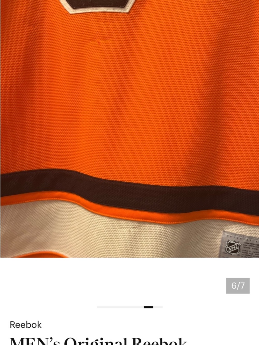Reebok Orange and Black NHL Hockey Jersey with Captain Patch - Picture 6 of 7